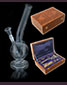 Glass Recliner Bong And Pipes Set In Carved Wooden Box - click to compare prices